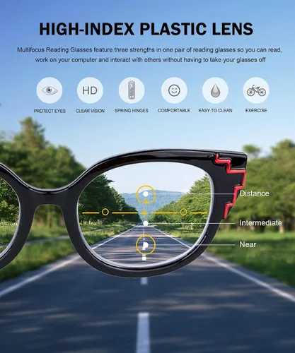 Vista 5 de Eyekepper Paquete de 4 lentes de lectura progresivos multienfoque para mujeres multifocales +1.00
