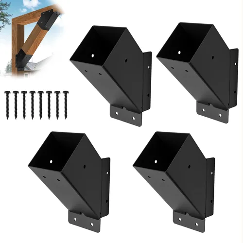 Vista 9 de 4 soportes para pérgola de 4 x 4 pulgadas (real: 3.6 x 3.6 pulgadas) 3 Way 90° Right Angle Corner Bracket DIY Pergola Kit Support Gazebos Patio