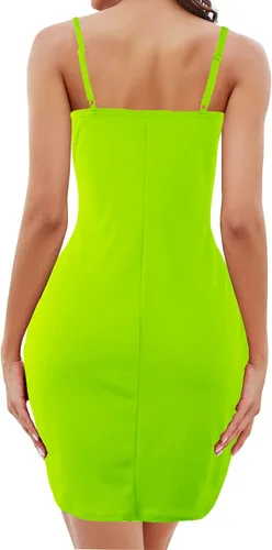 Vista 5 de Hanpceirs Vestido de tirantes para mujer, vestido básico ajustado con tirantes delgados, vestido casual para club