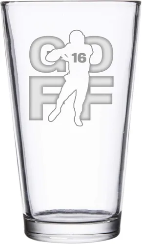 Vista 25 de Hat Shark Jugador atlético deportivo de fútbol – Vasos de pinta grabados con láser para cerveza, jarra de 16 onzas (Allen #17)