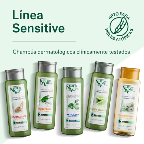 Vista 6 de Natur Vital Champú Sensible Uso Frecuente Manzanilla – 10.1 fl oz (7349S)