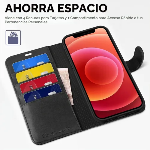 Vista 7 de TUCCH Funda tipo cartera compatible con iPhone 12 Pro Max 5G de 6.7 pulgadas, con ranura para tarjetas de piel sintética