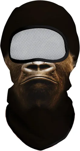 Vista 41 de Obacle Máscara Facial Pasamontañas para Hombres y Mujeres Ligera para Esquí, Caza, Ciclismo, Pesca Bear Cara Abierta Marrón