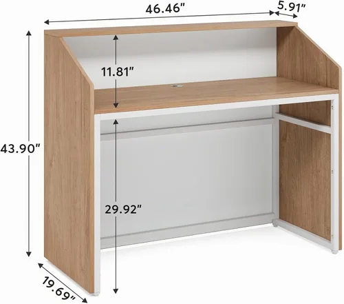 Vista 2 de Tribesigns Escritorio de Recepción con Mostrador, Mesa de Recepción Frontal Moderna con Pasacables, Mostrador de Venta al por Menor de 47 Pulgadas