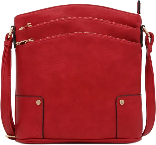 Vista 47 de Bolso cruzado grande con triple bolsillo con cremallera.
