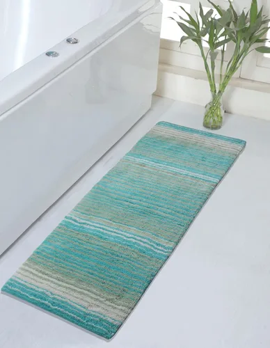 Vista 50 de Home Weavers Gradation Collection - Alfombra de baño 100% algodón, suave y absorbente, antideslizante, lavable a máquina, rectangular, 17 x 24 Beige