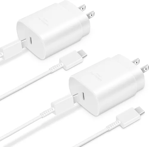 Vista 8 de GUUSMART Cargador tipo C, paquete de 2 cables de carga USB C de 25 W de largo y 6 pies Cargador tipo C Bloque de carga rápida compatible con Negro