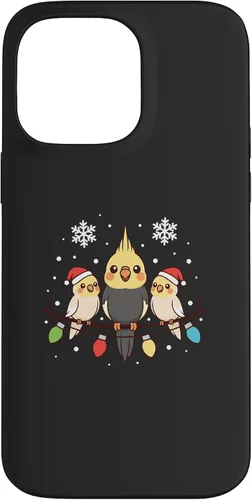 Vista 21 de Bird Cockatiel Holiday Trio Perched Cartoon Cheer Case for iPhone 16