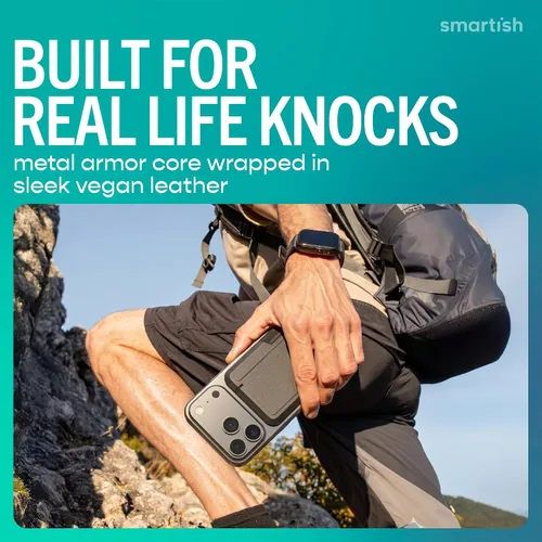 Vista 2 de Smartish Cartera MagSafe para iPhone - Tarjetero magnético desmontable, traje de noche negro, Bóveda lateral del ajetreo