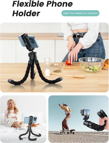 Vista 7 de Trípode para teléfono con luz y control remoto, rotación de 360° para uso en viaje