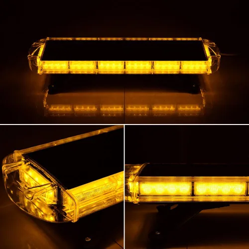 Vista 3 de Corp Set ámbar de advertencia de emergencia peligro de seguridad, 1 unidad de 30 pulgadas 56 LED estroboscópica barra de luz superior y 6 piezas 12