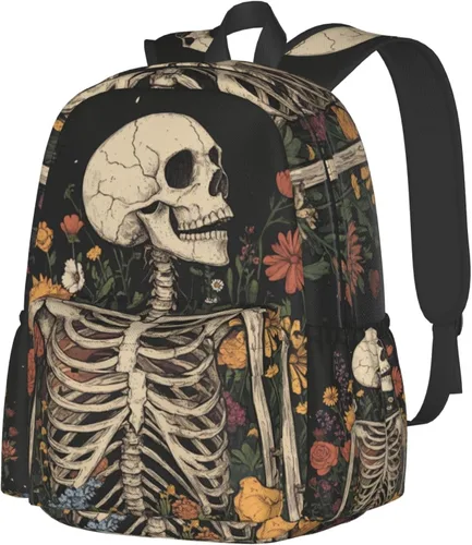 Vista 15 de SUPLUCHOM Mochila escolar vintage con hojas mágicas de hongos y bosques, mochila casual para hombres y mujeres, bolsa de poliéster para laptop