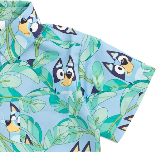 Vista 4 de Bluey Camisa de vestir hawaiana con botones de Bingo para niños pequeños