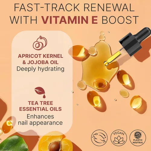 Vista 4 de Aceite orgánico para uñas y cutículas, aceite de uñas fabricado en Estados Unidos para crecimiento y fuerza con jojoba y vitamina E, reparación