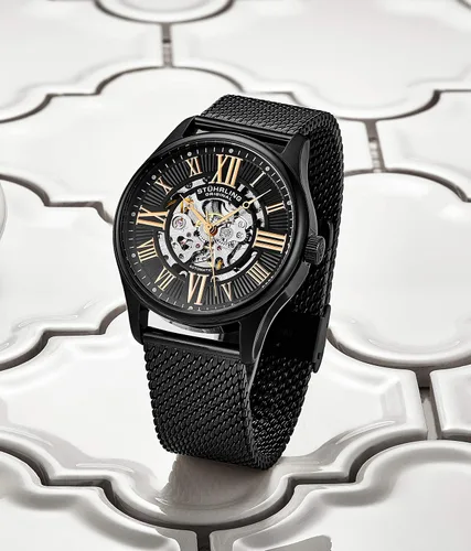 Vista 2 de Stuhrling Original - Reloj de vestir mecánico automático para hombre con correa de malla de acero inoxidable