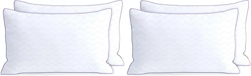 Vista 8 de MOLCLCUY Juego de 4 almohadas de cama tamaño estándar, almohada de la colección de hotel para dormir de lado y de espalda, relleno de microfibra