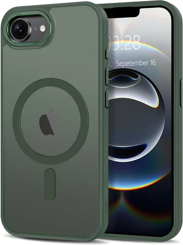 Vista 321 de Anuck - Funda magnética para iPhone 11 compatible con MagSafe, carcasa trasera mate translúcida dura, borde de TPU, delgada, resistente a impactos