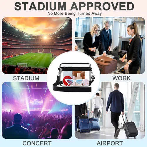 Vista 4 de Mayski Bolsa transparente para eventos de estadio, bolso cruzado aprobado por estadios