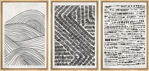 Vista 469 de SIGNWIN Lienzo enmarcado para pared, juego de arte neutro de bosque brumoso, ilustraciones en tono tierra, arte moderno, decorativo, bohemio
