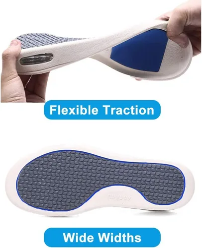 Vista 2 de Zapatos para diabéticos elegantes para mujer con soporte de arco, ancho extra ancho, para caminar, edema, correa ajustable, fácil de poner y quitar