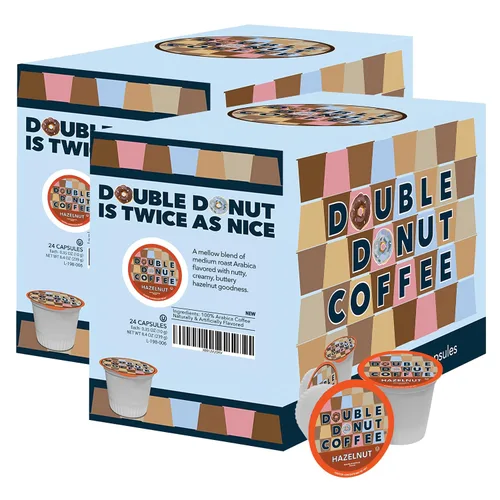 Vista 47 de Double Donut Coffee Cápsulas de Café Half Caff, Cápsulas de Café de Media Cafeína de Porción Individual para Cafeteras Keurig K Cup, Tostado Medio