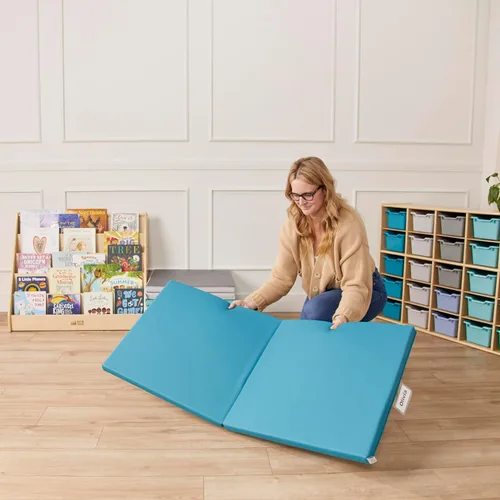 Vista 10 de ECR4Kids SoftZone - Alfombrillas plegables para reposo, diseño de arco iris, colchoneta para dormir, contemporánea, 5 piezas Contemporáneo