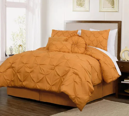 Vista 37 de Chezmoi Collection - Juego de ropa de cama modelo Sydney, 7 piezas, con pliegues decorativos