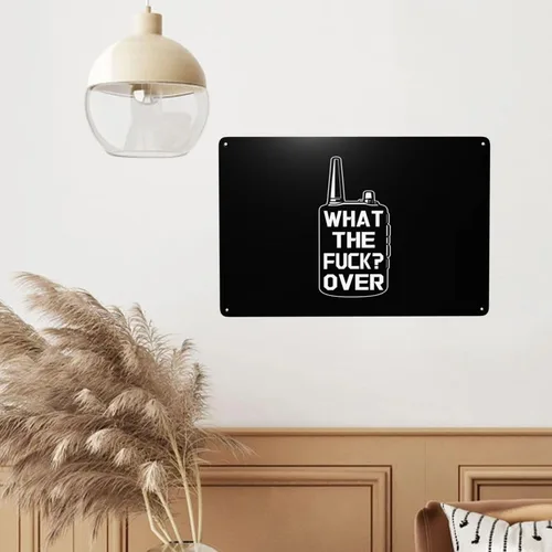 Vista 7 de Divertido Walkie Talkie Hand Radio What The Fuck Over de 8 x 12 pulgadas, letrero de metal retro decoración de pared para cocina, sala de estar
