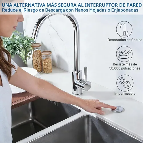 Vista 7 de BESTILL Kit de interruptor de aire para eliminación de basura - Certificado UL, botón de interruptor superior de fregadero sin cable para triturador