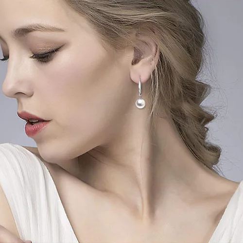 Vista 7 de Collares con dije de perlas de oro blanco de 18 quilates con cadena de 14 quilates 18 pulgadas aretes de perlas de oro de 18 quilates para mujer