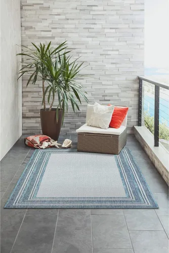Vista 10 de Liora Manne Carmel - Alfombra tejida de perfil bajo de fácil cuidado para interiores y exteriores, color aguamarina, 6 pies 6 pulgadas x 9 pies 4