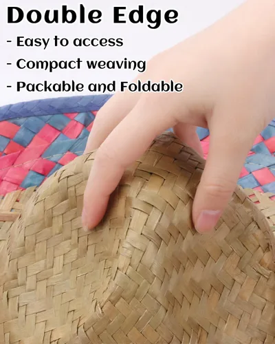 Vista 3 de DUNCHATY Auténtico sombrero de paja mexicana con ribete de serape, sombrero de disfraz para adultos para fiesta del Cinco de Mayo