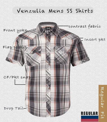 Vista 3 de Camisa casual de manga corta con dos bolsillos para hombre