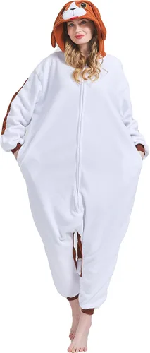 Vista 4 de HOMWERRONT Adult French Bulldog Onesie Bulldog Cosplay Costume Puppy Dog Animal Cosplay Pajamas Homewear Sleepwear