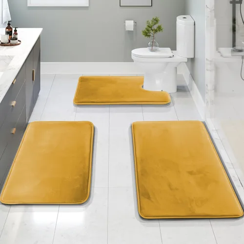Vista 2 de Clara Clark tapete para baño, regadera o tina, de gomaespuma, negro, antiderrapante Camel Oro