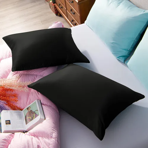 Vista 4 de NTBAY Fundas de almohada de satén con cremallera para cabello y piel, juego de 2 fundas de almohada estándar de lujo con cremallera oculta, 20 x 26