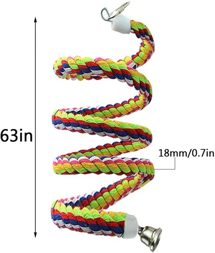 Vista 2 de 2pcs 63in Bird Perch Rope Bungee Bird Toy Pure Natural Parrot Cage Loro Masticar Juguete