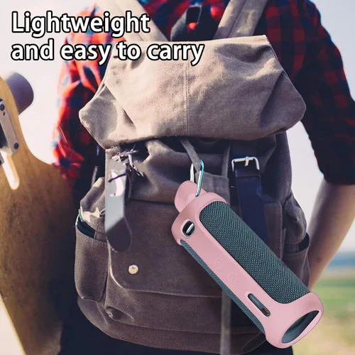 Vista 5 de Khanka Funda rígida de viaje + funda de silicona de repuesto para altavoz Bluetooth portátil impermeable JBL Flip 6 (rosa) EVA Hard Shell