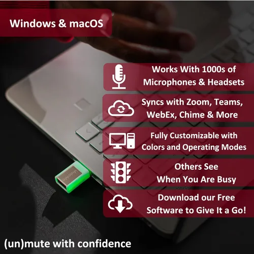 Vista 7 de MuteMe Mini - USB A - Botón de silencio físico iluminado para Zoom, Teams y más (como se ve en Shark Tank). Software gratuito para Windows/Mac