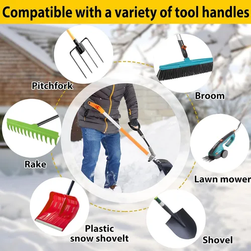 Vista 3 de Mango universal para pala de nieve, accesorio de mango protector de espalda para pala de nieve, extensión de mango ergonómico de elasticidad, ajuste