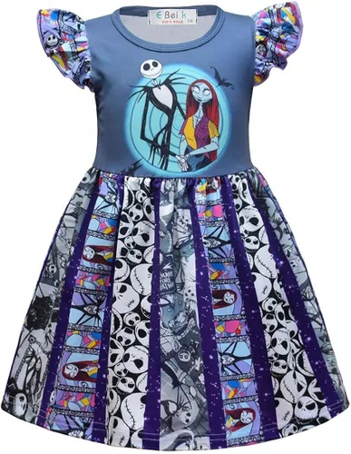 Vista 2 de Nezababy - Disfraz para niñas de Copslay The Nightmare Before Christmas Tollder 2T-6T