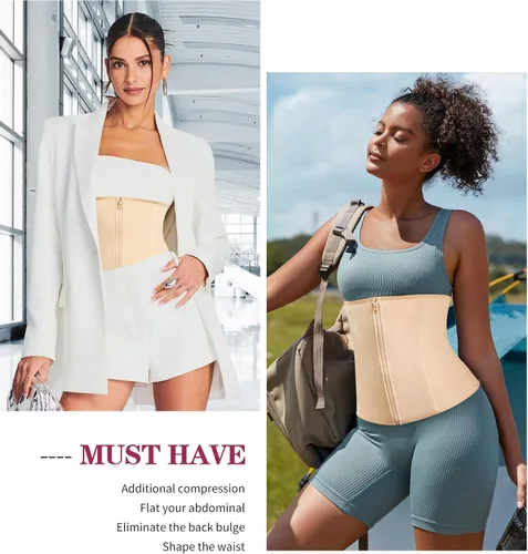 Vista 7 de SCARBORO Fajas Corsé para debajo del busto, entrenador de cintura para mujer, control de abdomen, faja moldeadora de cuerpo, faja moldeadora
