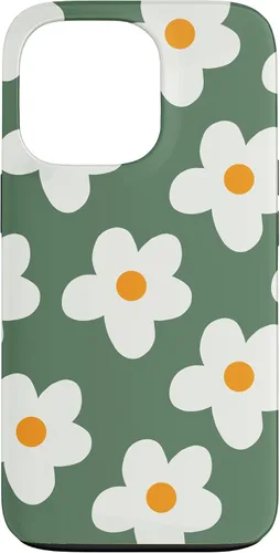 Vista 10 de Retro 60s flower vintage floral pattern sage green Groovy Case for iPhone 16