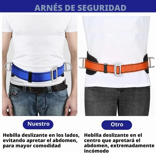 Vista 2 de Trsmima - Cinturón de seguridad para escalar, cinturón de escalada con almohadilla para la cintura y 2 anillos D, kit de cinturón de seguridad