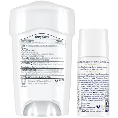 Vista 2 de Dove Desodorante para mujeres, antitranspirante de fuerza recetada, Cool Essentials + desodorante sin aluminio de pepino y té verde, tamaño de viaje