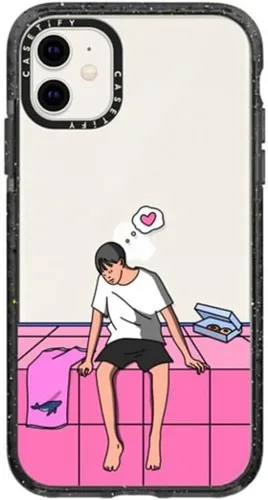 Vista 83 de Funda Impact de CASETiFY para iPhone 11 - Tiempo A Solas de Esther Kim - Negro Claro