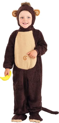 Vista 2 de Toddler Funny Monkey Costume - Jumpsuit with Headpiece & Booties, Includes Stuffed Tail