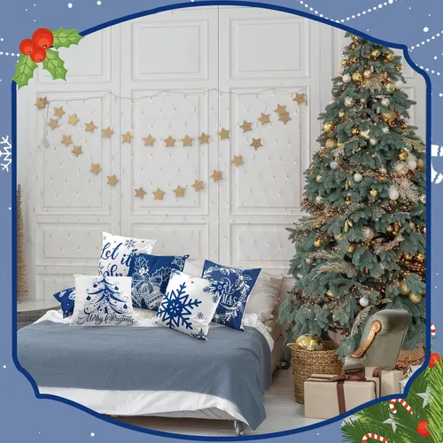 Vista 6 de Tatuo 6 fundas de almohada navideñas fundas de cojín decoración funda de almohada navideña decoración navideña funda de almohada decorativa