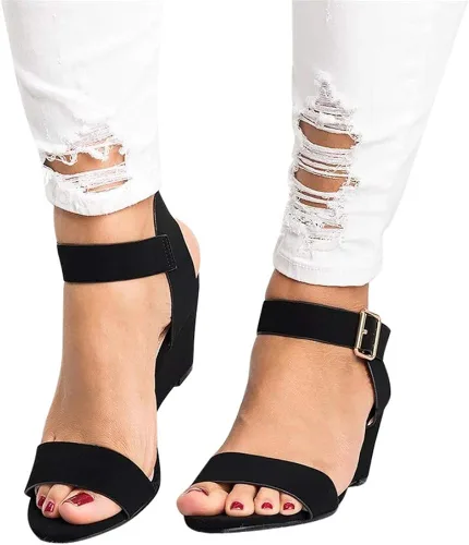 Vista 5 de Sandalias casuales de verano para mujer, sandalias de cristal cómodas con punta abierta, sandalias planas para playa, viajes, zapatos romanos