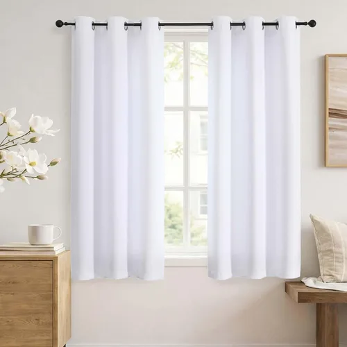 Vista 13 de Simplebrand Cortinas blancas puras de 96 pulgadas de largo para oscurecer la habitación, juego de 2 paneles para dormitorio/sala de estar, bloqueo